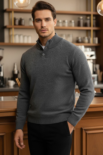 Sweter męski ze stójką jasnoszary Dstreet WX2356