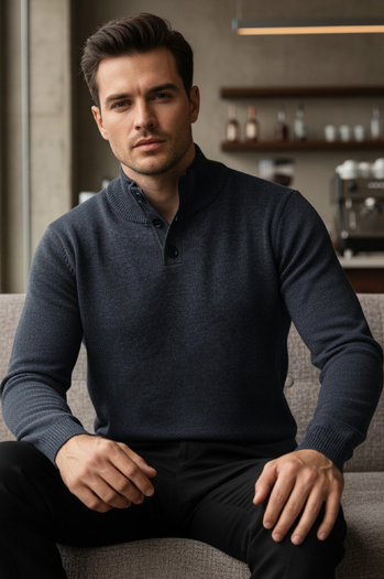 Sweter męski ze stójką granatowy Dstreet WX2357