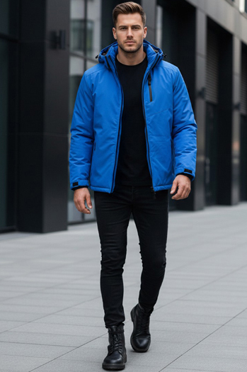 Kurtka męska zimowa z kapturem niebieska Dstreet TX5120