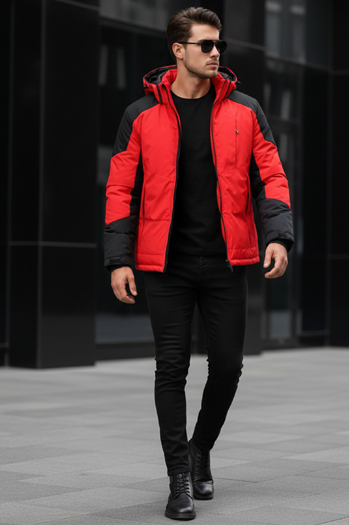 Kurtka męska zimowa z kapturem czerwona Dstreet TX5121