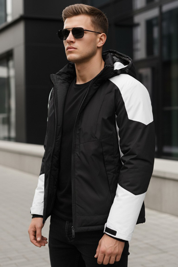 Kurtka męska zimowa z kapturem czarna Dstreet TX5123