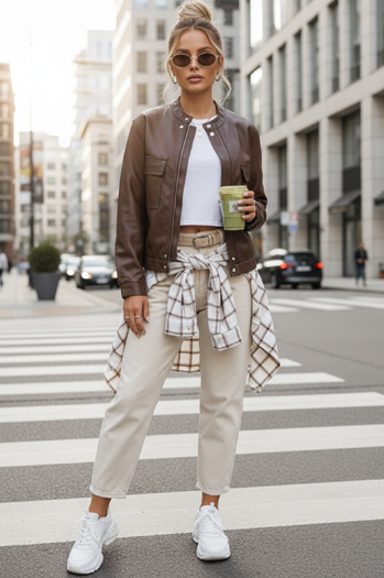 Kurtka damska skórzana brązowa Dstreet TY5540