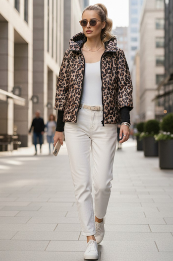 Kurtka damska przejściowa w panterkę beżowa Dstreet TY5549