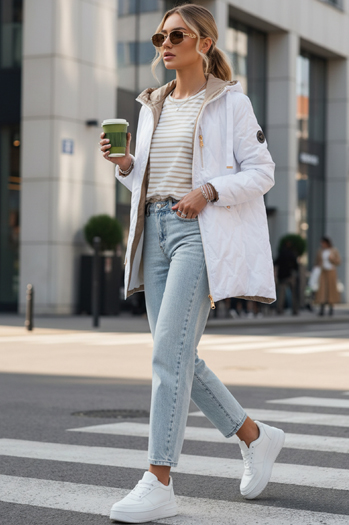 Kurtka damska pikowana przejściowa biała Dstreet TY5564