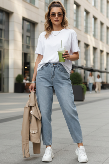 Jeansy damskie baggy z wysokim stanem niebeskie Dstreet UY2856