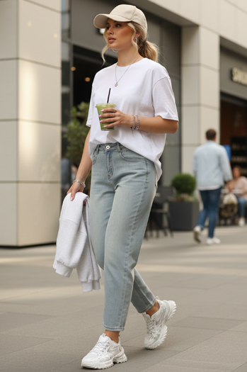 Spodnie damskie mom fi jasnoniebieskie Dstreet UY2858