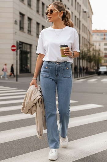 Jeansy damskie z wysokim stanem wide leg niebieskie Dstreet UY2867