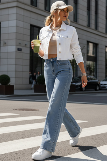 Jeansy damskie wide leg z szeroką nogawką niebieskie Dstreet UY2871