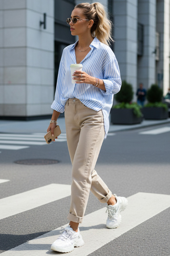 Jeansy damskie mom fit z wysokim stanem beżowe Dstreet UY2872