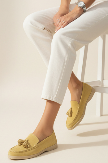 Mokasyny damskie zamszowe żółte Dstreet ZY1342