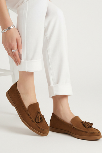 Mokasyny damskie zamszowe brązowe Dstreet ZY1343