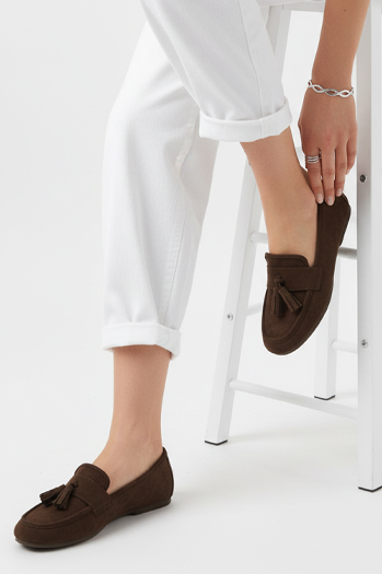 Mokasyny damskie zamszowe brązowe Dstreet ZY1365