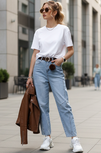 Jeansy damskie ballon fit z paskiem Dstreet UY2881