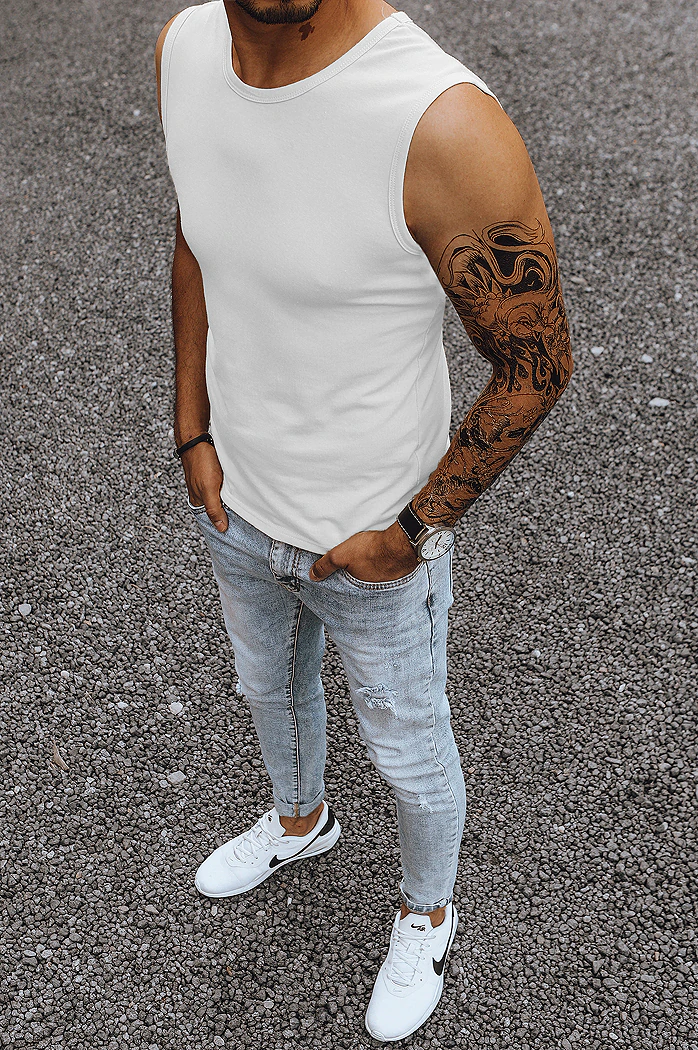Tank top męski bez nadruku biały Dstreet RX3491