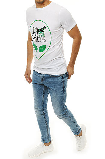 T-shirt męski z nadrukiem biały Dstreet RX4154