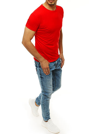 T-shirt męski bez nadruku czerwony Dstreet RX4189