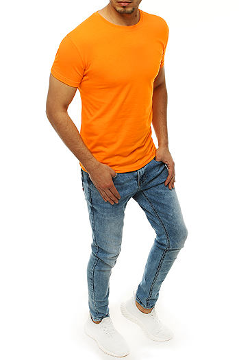 T-shirt męski bez nadruku jasnopomarańczowy Dstreet RX4190