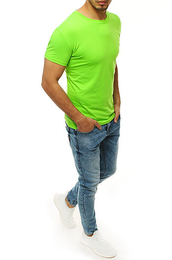 T-shirt męski bez nadruku limonkowy Dstreet RX4191