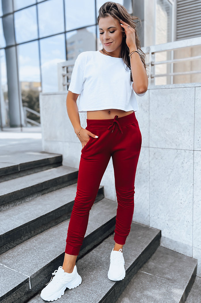 Spodnie damskie dresowe FITS bordowe UY0206
