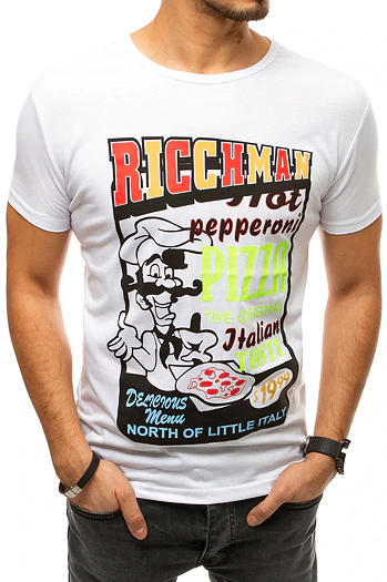 T-shirt męski z nadrukiem biały Dstreet RX4372