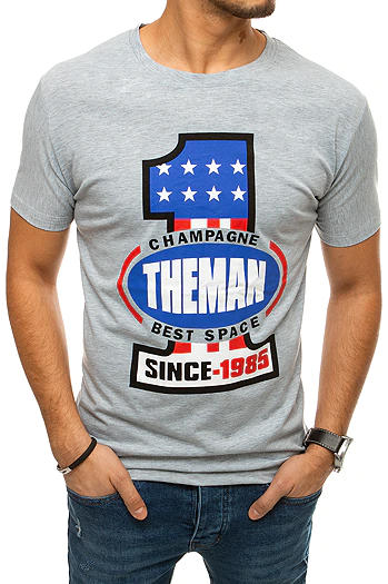 T-shirt męski z nadrukiem szary Dstreet RX4405