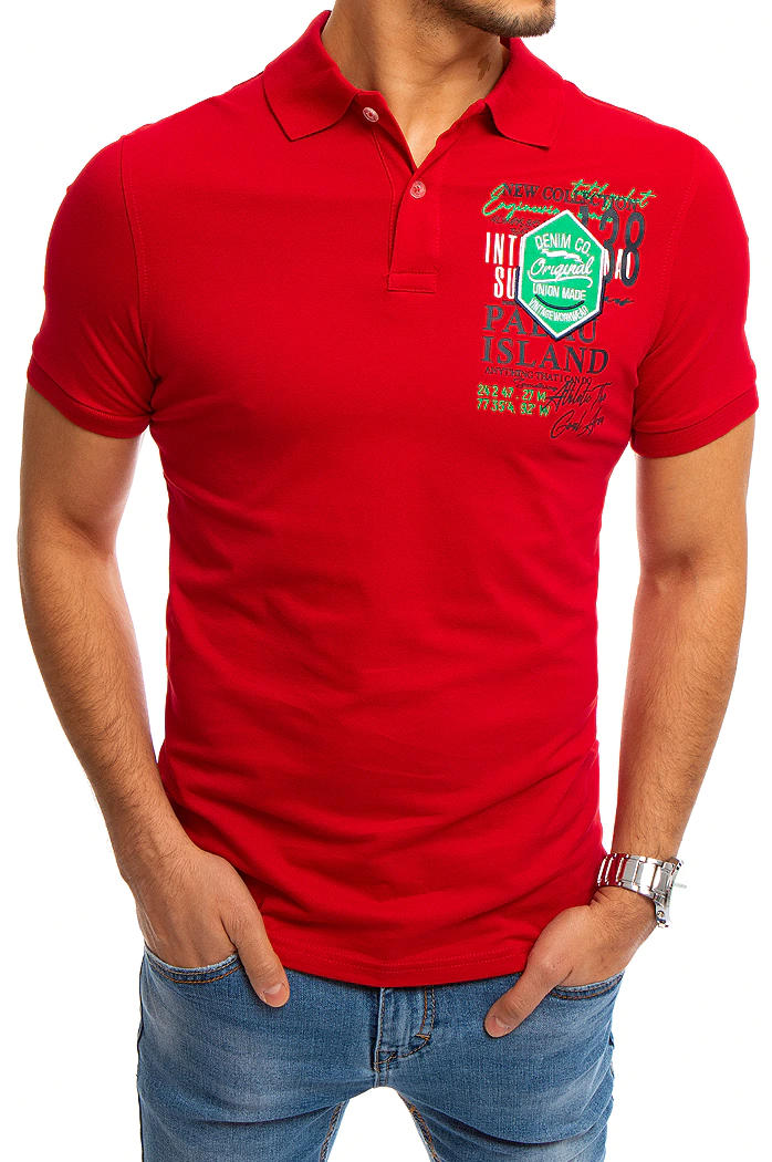 Koszulka polo z nadrukiem czerwona Dstreet PX0367
