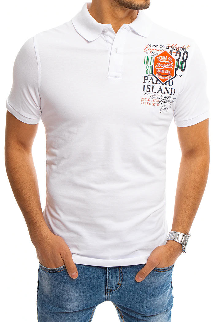 Koszulka polo z nadrukiem biała Dstreet PX0370