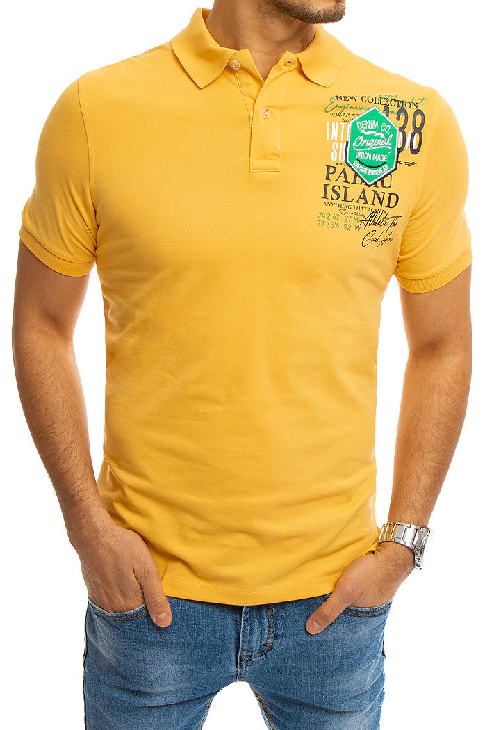 Koszulka polo z nadrukiem żółta Dstreet PX0372