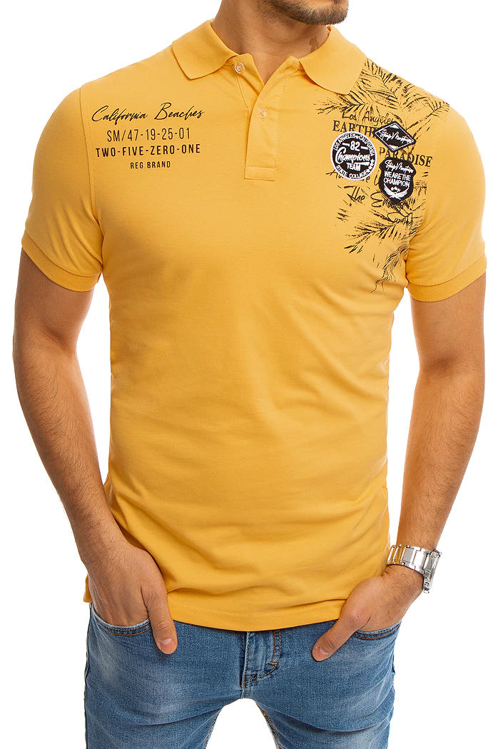 Koszulka polo z nadrukiem żółta Dstreet PX0375