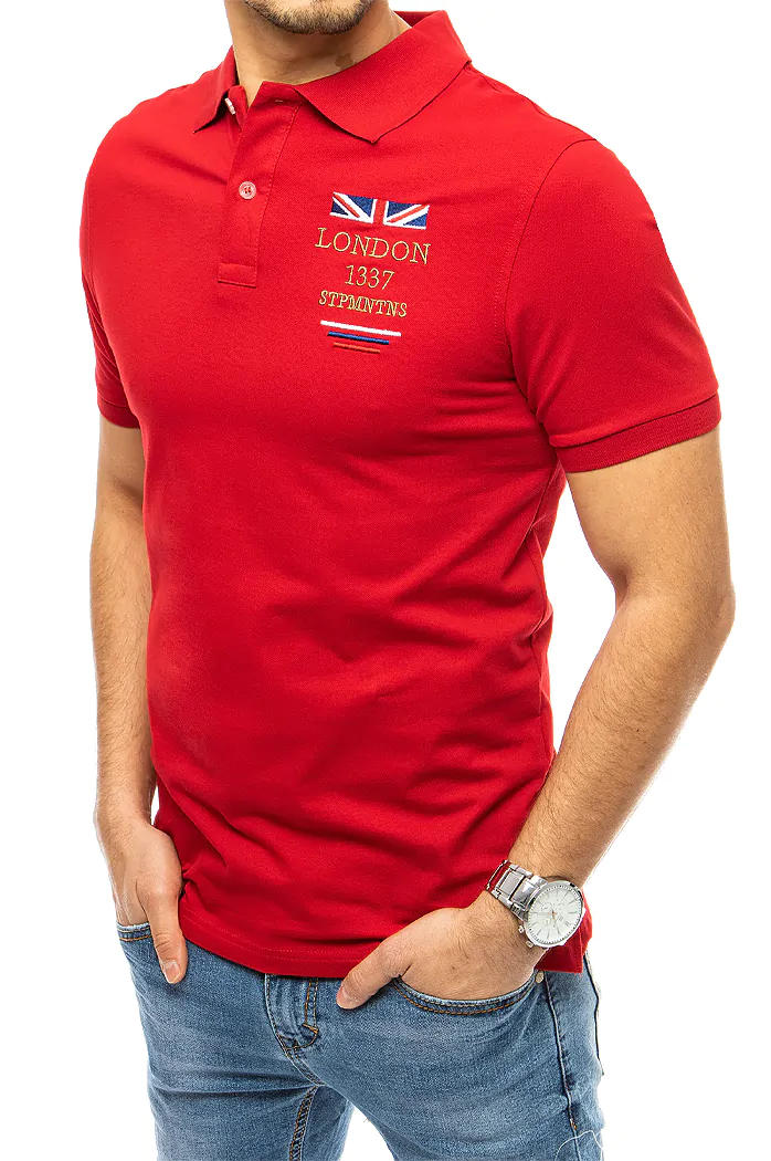 Koszulka polo z haftem czerwona Dstreet PX0432