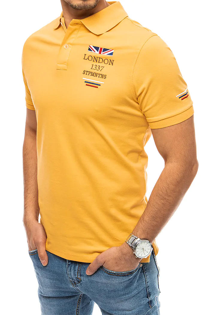 Koszulka polo z haftem żółta Dstreet PX0435