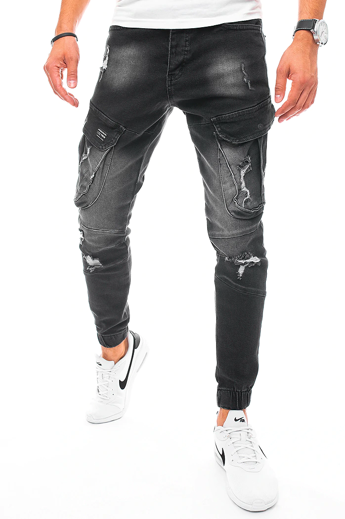 Spodnie męskie jeansowe typu bojówki czarne Dstreet UX3254