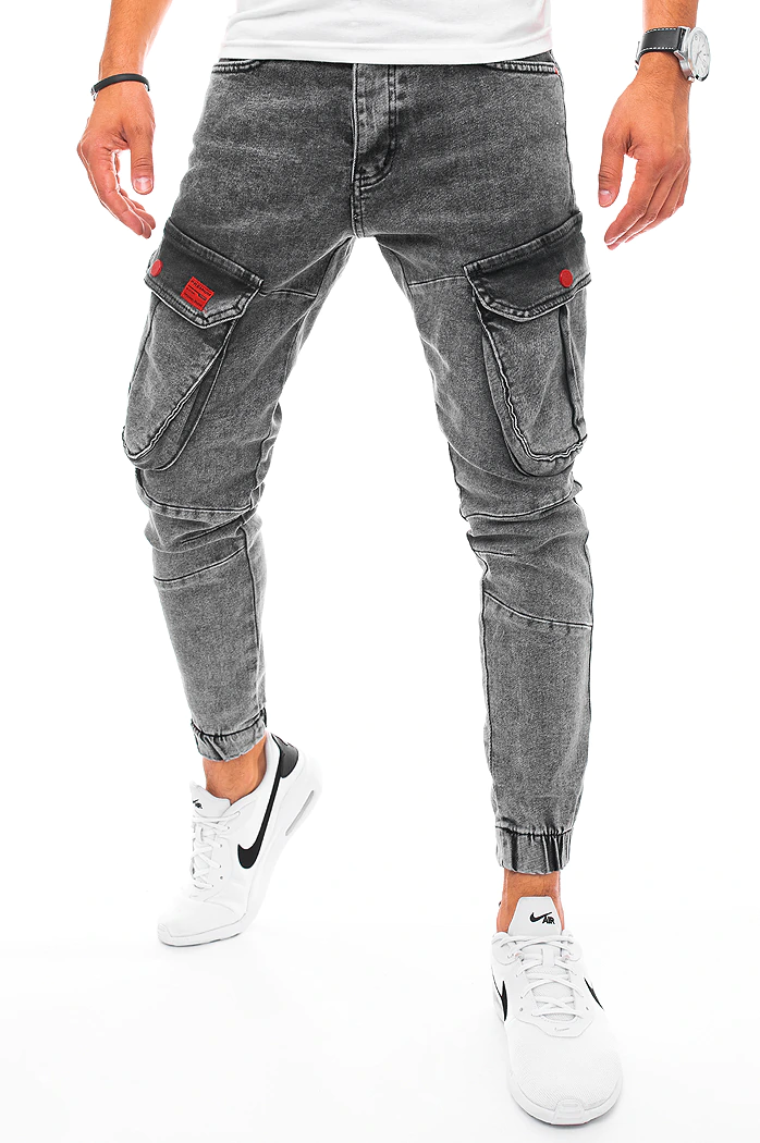 Spodnie męskie jeansowe typu bojówki jasnoszare Dstreet UX3255