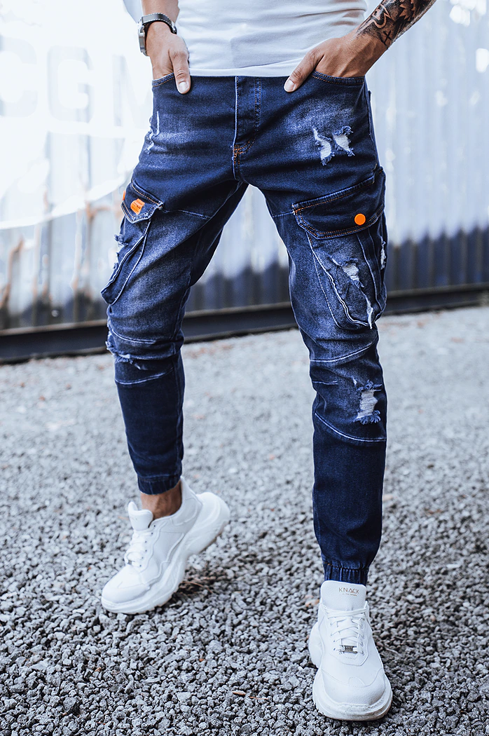 Spodnie męskie jeansowe typu bojówki granatowe Dstreet UX3262