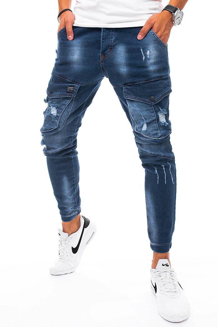 Spodnie męskie jeansowe typu bojówki niebieskie Dstreet UX3270
