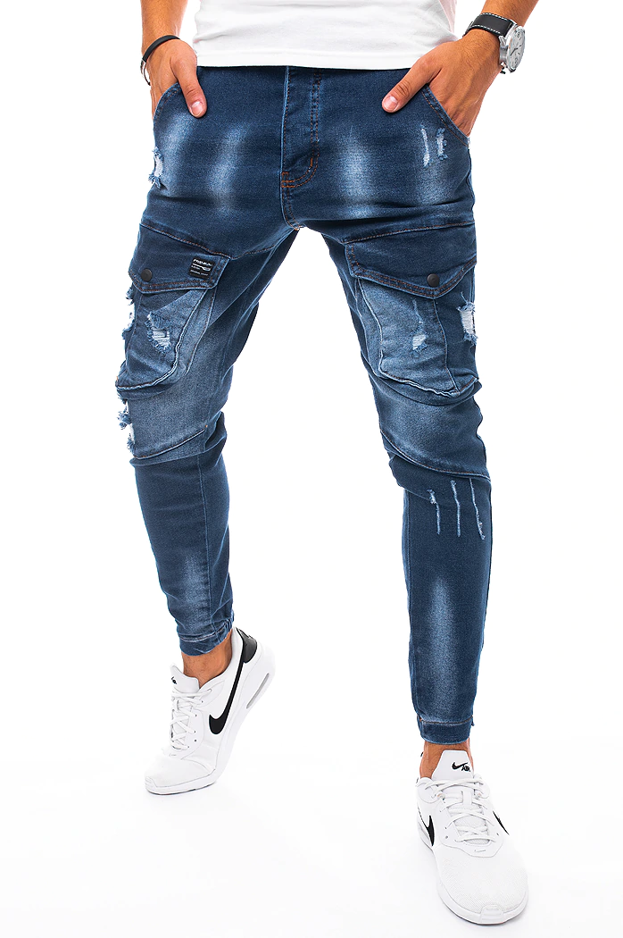 Spodnie męskie jeansowe typu bojówki niebieskie Dstreet UX3271