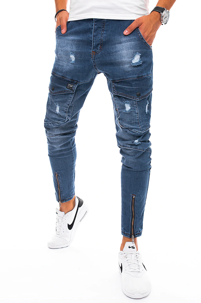 Spodnie męskie jeansowe typu bojówki niebieskie Dstreet UX3293