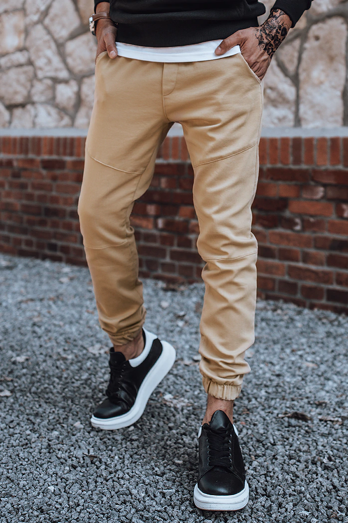 Spodnie męskie dresowe typu jogger beżowe Dstreet UX3301