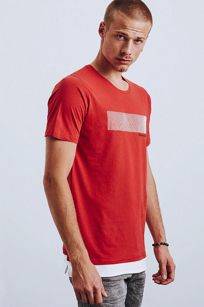 T-shirt męski z nadrukiem czerwony Dstreet RX4651
