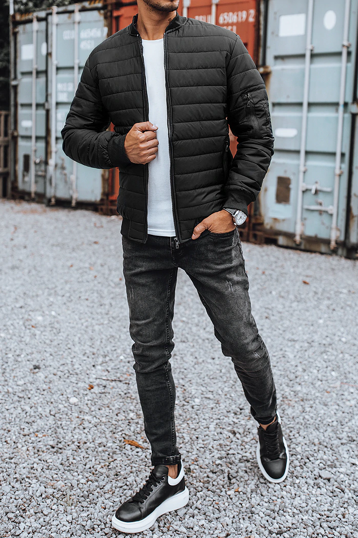 Kurtka męska pikowana bomber jacket czarna Dstreet TX2213z