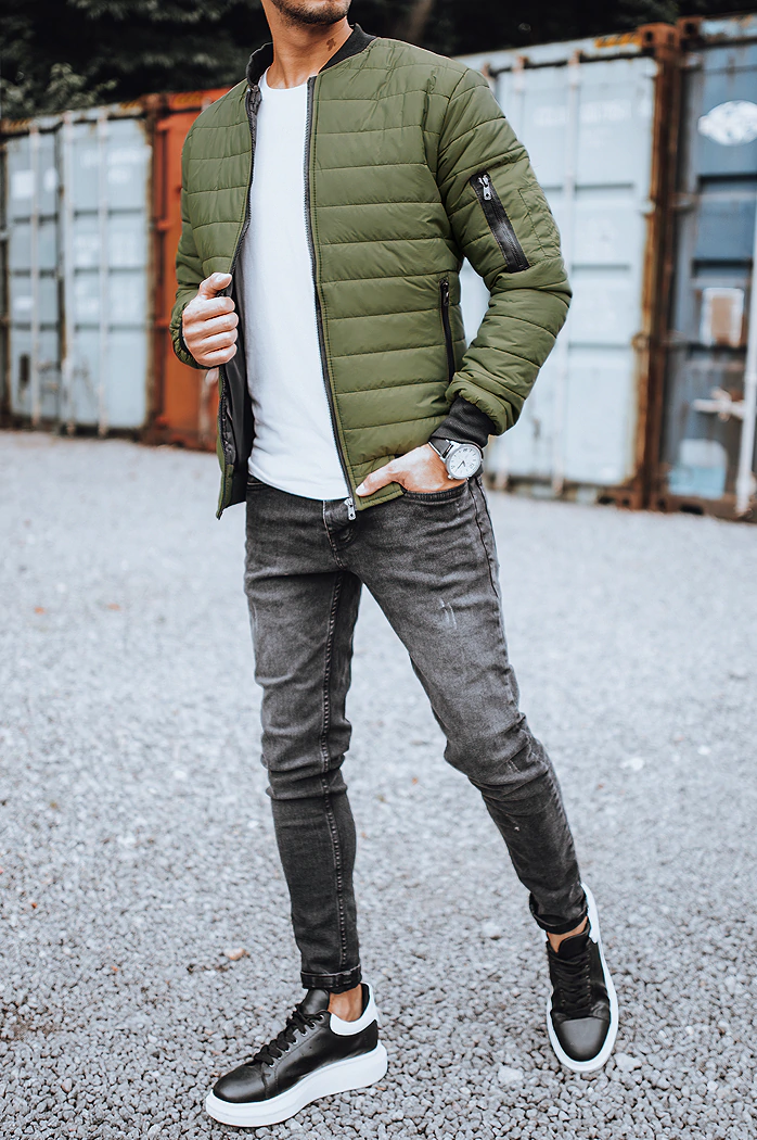 Kurtka męska pikowana bomber jacket zielona Dstreet TX2211z