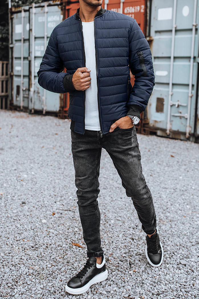 Kurtka męska pikowana bomber jacket granatowa Dstreet TX2205z