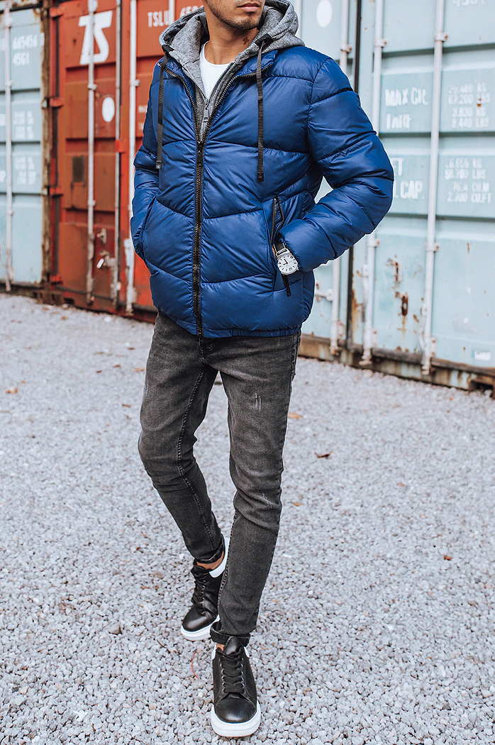 Kurtka męska pikowana zimowa niebieska Dstreet TX3827