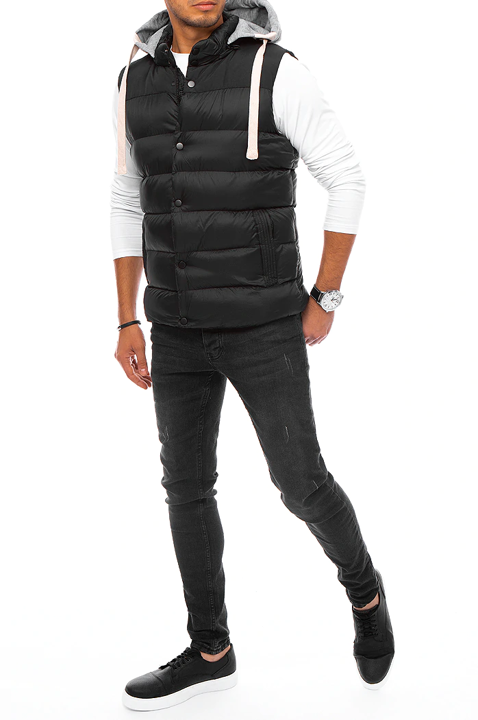 Kamizelka męska z kapturem czarna Dstreet TX3936