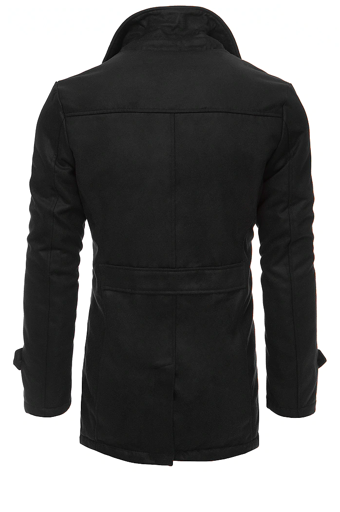 Płaszcz męski dwurzędowy czarny Dstreet CX0432