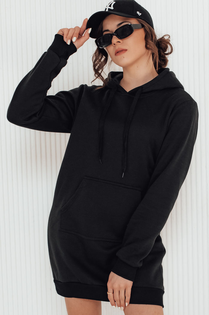 Bluza damska długa z kapturem oversize TIMMY czarna Dstreet EY1931