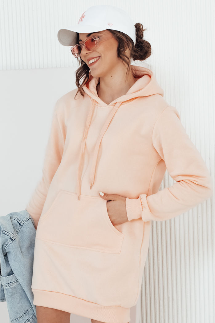Bluza damska długa z kapturem oversize TIMMY różowa Dstreet EY1940