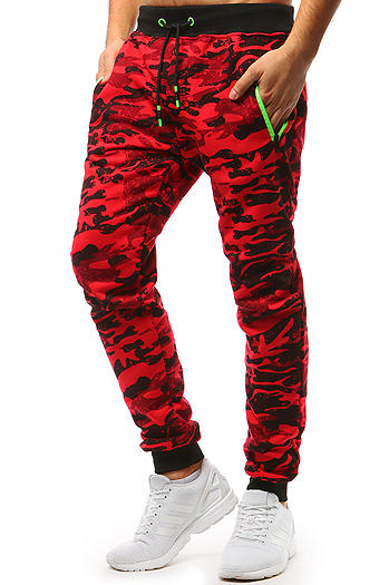 Spodnie męskie dresowe camo czerwone Dstreet UX3510