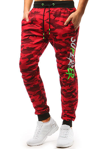 Spodnie męskie dresowe moro czerwone Dstreet UX3514