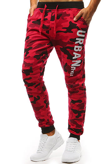 Spodnie dresowe męskie camo czerwone Dstreet UX3516